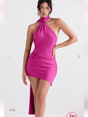 house of cb camilla pink satin dress TH&TH Camilla Bridesmaid Dress In Blush Pink Satin